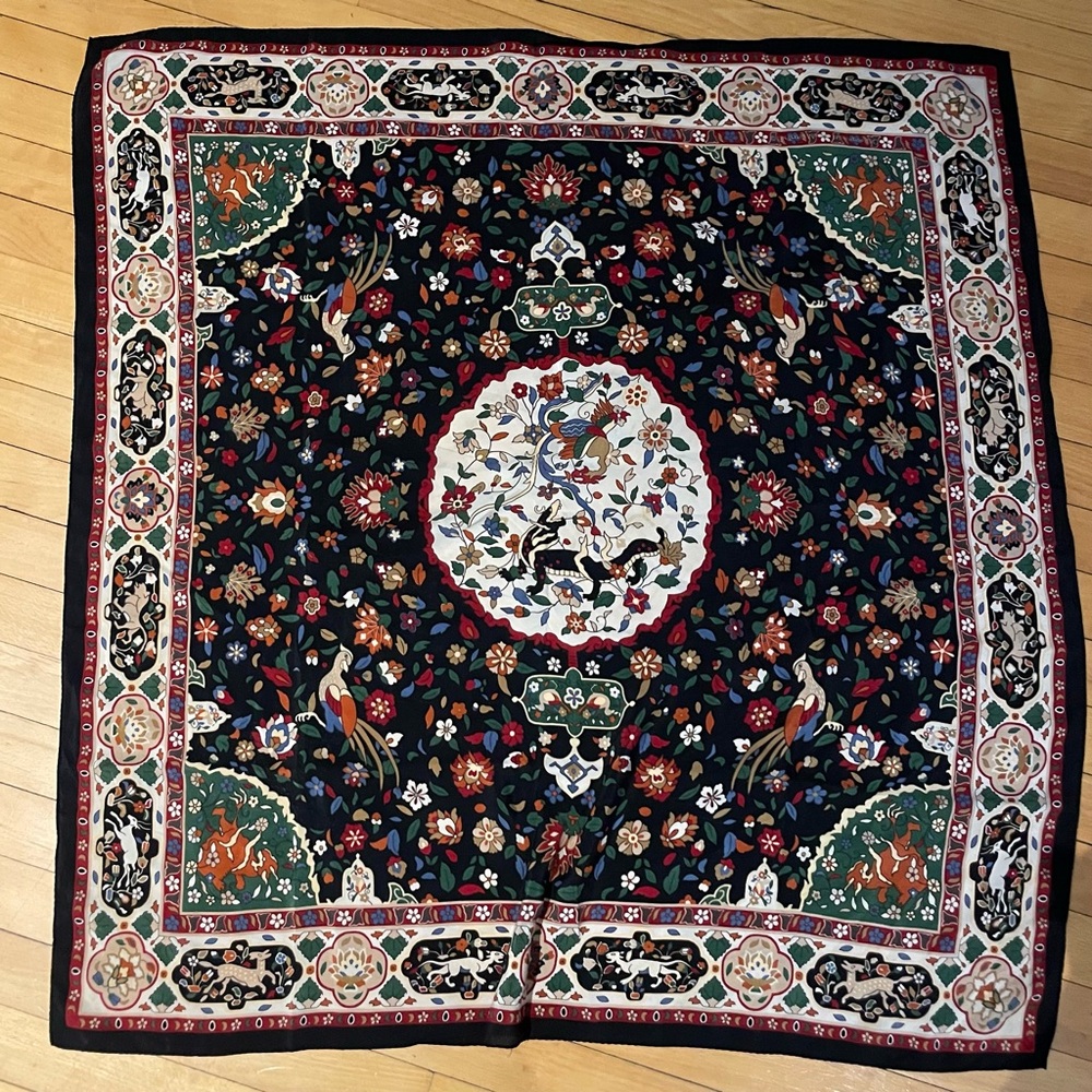 Japanese Floral Patterned Square silk scarf from Washington Textile Museum.